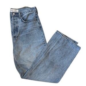 Aritzia Denim Forum Joni High Rise Loose Jeans 27 29L Light Wash Blue